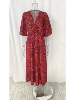 Print V Neck High Rise Dress -Women's Clothing Shop P 20240402154005035 638