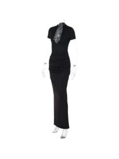 Hollow Out Mid-rise Fitted Short Sleeve Dress -Women's Clothing Shop P 20240408140534760 486