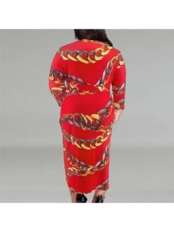 Tie-wrap High Rise Fitted Plus Long Sleeves Dress -Women's Clothing Shop P 20240409114503305 669