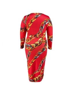 Tie-wrap High Rise Fitted Plus Long Sleeves Dress -Women's Clothing Shop P 20240409114505077 581