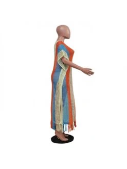 Colorblock Striped Loose Short Sleeve Dress -Women's Clothing Shop P 20240410094504335 988