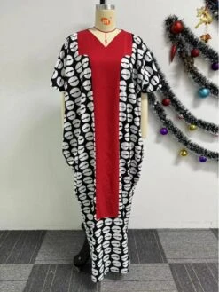 Colorblock Loose Short Sleeve Maxi Dress -Women's Clothing Shop P 20240411100419121 319