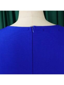 Colorblock Crewneck Zipper Midi Dress -Women's Clothing Shop P 20240412092513691 453