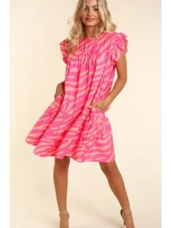 Print Ruffle Slit Pocket Dress -Women's Clothing Shop P 20240412111502348 265