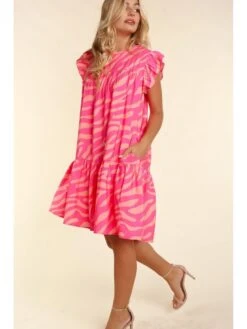 Print Ruffle Slit Pocket Dress -Women's Clothing Shop P 20240412111505457 918