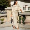 Metallic Maxi Dress Shawl 2 Piece Sets -Women's Clothing Shop P 20240413142005076 391