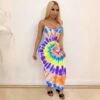 Colorblock Tie Dye Spaghetti Straps Maxi Dress -Women's Clothing Shop P 20240413162501179 124
