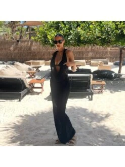 Halter Wing Neck Hooded Backless Maxi Dress