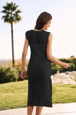 Perspective Hollow Out Side Slit Sleeveless Dress -Women's Clothing Shop P 20240417101532963 115