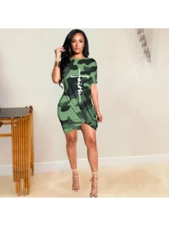 Patchwork High Rise Loose Short Sleeve Dress -Women's Clothing Shop P 20240417111008521 750