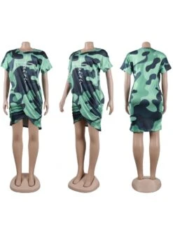 Patchwork High Rise Loose Short Sleeve Dress -Women's Clothing Shop P 20240417111009163 837