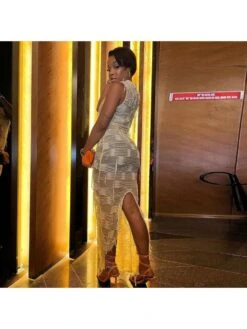 Fringe See Through Sleeveless Maxi Dress -Women's Clothing Shop P 20240417171502943 622