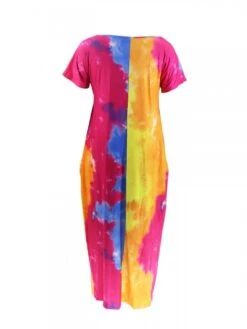 Tie Dye Solid Color Loose Short Sleeve Dress -Women's Clothing Shop P 20240418110003545 946