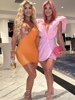 Sequin One-shoulder Starfish Trumpet Sleeve Dress -Women's Clothing Shop P 20240419083044981 472