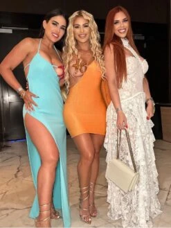 Sequin One-shoulder Starfish Trumpet Sleeve Dress -Women's Clothing Shop P 20240419083045956 272