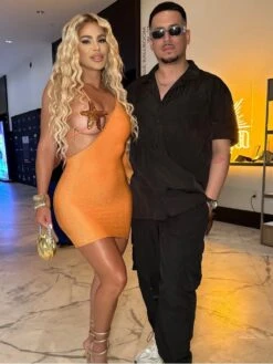 Sequin One-shoulder Starfish Trumpet Sleeve Dress -Women's Clothing Shop P 20240419083047004 974