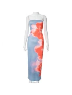 Colorblock Flower Strapless Maxi Dress -Women's Clothing Shop P 20240419115515607 237