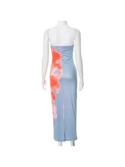 Colorblock Flower Strapless Maxi Dress -Women's Clothing Shop P 20240419115516484 926