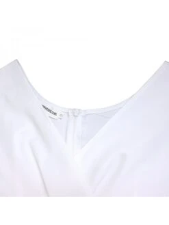 Ruched Solid Color V Neck Midi Dress -Women's Clothing Shop P 20240420101006755 456