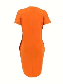 Irregular Pocket Short Sleeve Mini Dress -Women's Clothing Shop P 20240422165011358 592