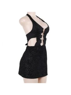 Ring Hollow Out Halter Backless Dress -Women's Clothing Shop P 20240422183008577 724