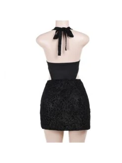 Ring Hollow Out Halter Backless Dress -Women's Clothing Shop P 20240422183009075 979