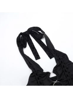 Ring Hollow Out Halter Backless Dress -Women's Clothing Shop P 20240422183009556 455