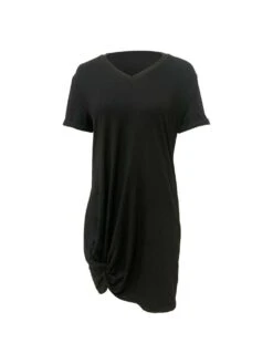 Ruched V Neck Loose Short Sleeve Dress -Women's Clothing Shop P 20240423141011862 410