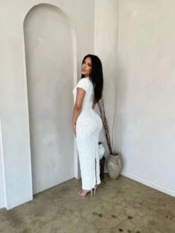 See Through Short Sleeve Maxi Dress -Women's Clothing Shop P 20240423153021821 842