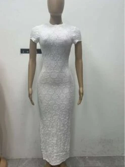 See Through Short Sleeve Maxi Dress -Women's Clothing Shop P 20240423153025599 224