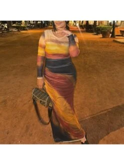 Ruched Mid-rise Bodycon Long Sleeve Maxi Dress -Women's Clothing Shop P 20240423173015897 929