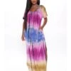 Patchwork Tie Dye Print V Neck Short Sleeve Dress -Women's Clothing Shop P 20240425165512276 189
