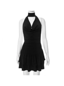 Halter Wing Neck Backless Fringed Dress -Women's Clothing Shop P 20240429094033858 564