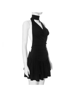 Halter Wing Neck Backless Fringed Dress -Women's Clothing Shop P 20240429094034339 567