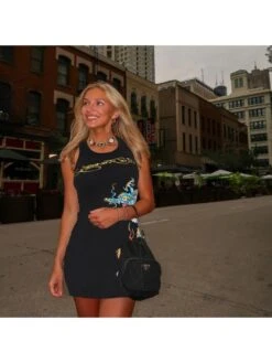 Letter Dragon Printed Sleeveless Mini Dress -Women's Clothing Shop P 20240430141524337 530