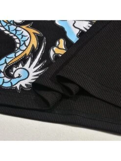 Letter Dragon Printed Sleeveless Mini Dress -Women's Clothing Shop P 20240430141529216 298