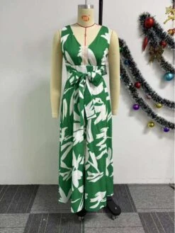 Sleeveless V Neck Lace Up Maxi Dress -Women's Clothing Shop P 20240430172003256 153