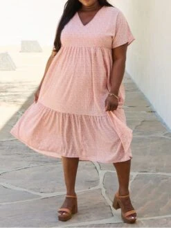 Plus Size Disty Floral Printing Short Sleeve Baggy Short Sleeve Dress