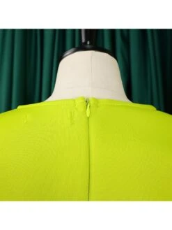 Patchwork A-line Puff Sleeve Midi Dress -Women's Clothing Shop P 20240508091504987 950