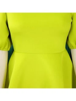 Patchwork A-line Puff Sleeve Midi Dress -Women's Clothing Shop P 20240508091507233 907