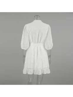 Jacquard Weave Lace Up Single Breasted Dress -Women's Clothing Shop P 20240509143507128 130