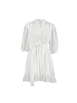 Jacquard Weave Lace Up Single Breasted Dress -Women's Clothing Shop P 20240509143508056 416