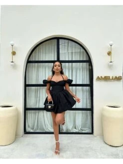 Off Shoulder Halter Backless Mini Dress