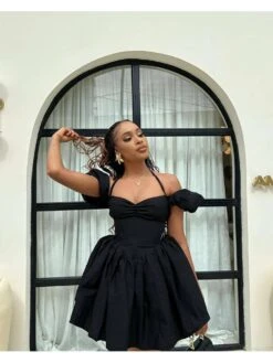 Off Shoulder Halter Backless Mini Dress -Women's Clothing Shop P 20240510152006398 641