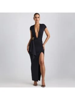 Solid Color Bodycon Short Sleeve Dress -Women's Clothing Shop P 20240513151524254 879