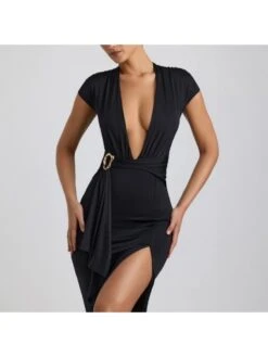 Solid Color Bodycon Short Sleeve Dress -Women's Clothing Shop P 20240513151524708 724