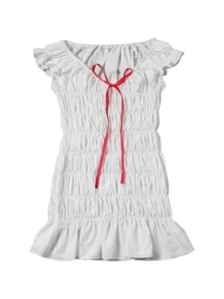 Lace Up Ruched V Neck Mini Dress -Women's Clothing Shop P 20240514091005612 574
