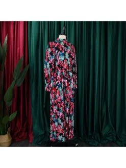 Flower Tie-wrap One Button Long Sleeves Dress -Women's Clothing Shop P 20240514141519026 992