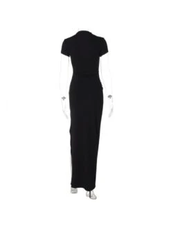 Mandarin Collar Split Hem Maxi Dress -Women's Clothing Shop P 20240514173507457 674