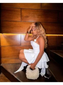 Irregular Halter Backless Ruffle Dress -Women's Clothing Shop P 20240515173003536 866